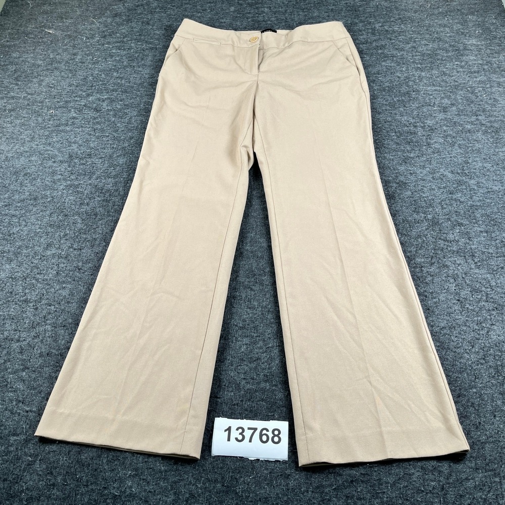 Talbots Dress Pants Womens 4P Beige Stretch Signature Slash Pockets Wide Leg